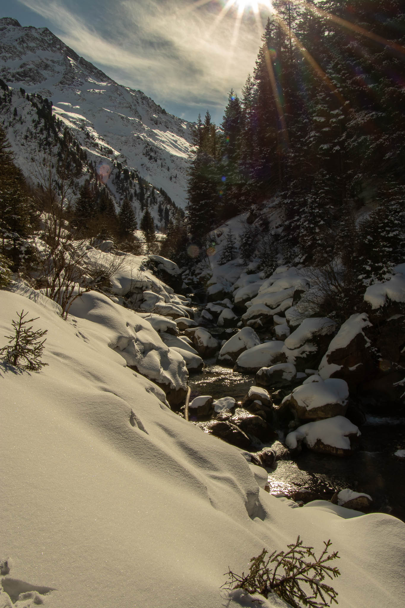 I find it lovely, when you see that much snow and hear the trickling of the stream, without really seeing it.
