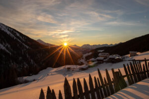 Being up on a mountain gives a different perspective to everything. With all this snow reflecting the lovely colours of the setting sun makes the scene so peaceful.